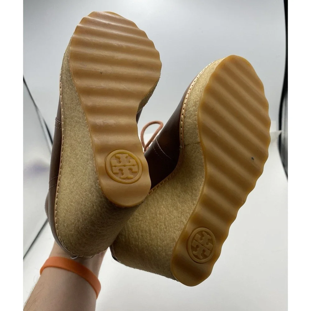 Tory Burch Women's Rabbit‎ Fur Lined Wedge Ankle Boots Brown Size 6